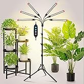 JINHONGTO 54 Watt Grow Lights for Indoor Plants with Stand, Standing Tall Plant Light, 4,8,12,16,20H Timer, Full Spectrum Bonsai Tree Grow Light, 24"-64" Adjustable Tripod Stand Plant Growing Lamps