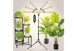 JINHONGTO 54 Watt Grow Lights for Indoor Plants with Stand, Standing Tall Plant Light with 4,8,12 Hr Timer, Full Spectrum Bonsai Tree Grow Light, 24"-64" Adjustable Tripod Stand Plant Growing Lamps