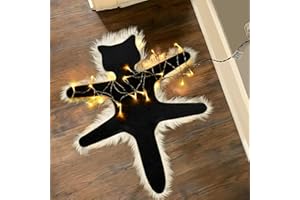 LARFOEK Light Up Fried Cat Rug, Christmas Vacation Decoration Vacation Village Gifts Funny Christmas Decoration Rug with Light Always On or Flashing Halloween Decor (Warm Lights)