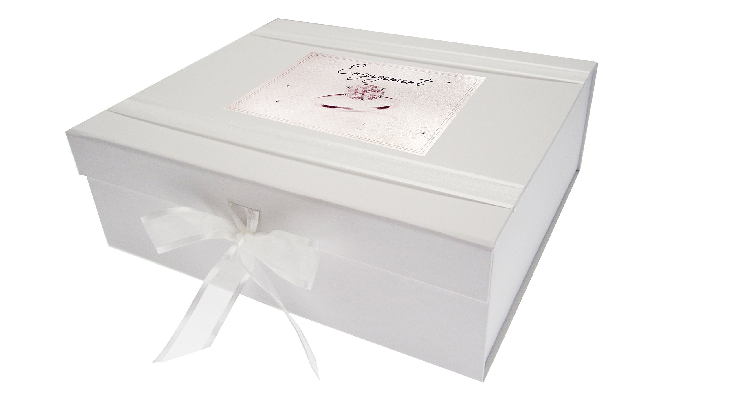 White Cotton Cards Engagement Large Keepsake Box Diamond Ring, Wood, 27.2 x 32 x 11 cm