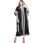 Oussum Plus Size Kaftan Dresses for Women, Polyester Summer Caftan Cover Up Maxi Beach Dress, 1X–3X