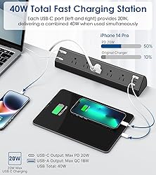 Jgstkcity Desk Clamp Power Strip USB C,40W Total