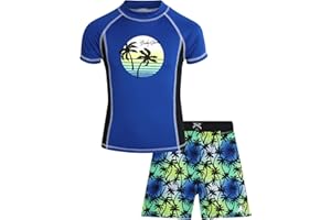 Body Glove Boys Swim Set - 2 Piece UPF 50+ Swim Trunks and Rash Guard for Boys Kids Swimwear Set (Sizes: 4-12)