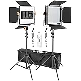 Neewer 2 Packs Advanced 2.4G 480 LED Video Light Photography Lighting Kit with Bag, Dimmable Bi-Color LED Panel with LCD Scre