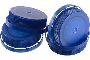 EcoQuality Blue Tamper Evident 38MM Ratchet Caps and Lids for Plastic Juice Bottles For HDPE and Clear Plastic Juice Bottles, Smoothie Bottles, Fresh Squeezed Juice Container (50)
