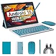 Android 15 Tablet, 10 Inch 18GB RAM+128GB ROM/ 2TB Expandable Tablet PC, Quad-core 2.0GHz Processor, 1280*800 10" HD Touch Screen, 2.4G/5G WiFi 6 BT 5.0, 2 in 1 Tablets with Keyboard Case Mouse Stylus
