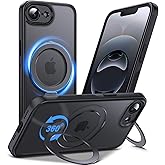 Anqrp 360° All-in-ONE Stand Case for iPhone 16e Case with Rotatable Magnetic Kickstand Ring Holder, Compatible with MagSafe, MIL-Grade Shockproof iPhone 16e Phone Case Cover 6.1 inch, Black