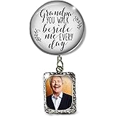 Gutsy Goodness Grooms Boutonniere Lapel Pin Missing Grandma Grandpa Wedding Day Memorial Photo Charm Memory - Personalize Picture in Frame Option - Grandparent Mens Remembrance Brooch - Card Gift Box