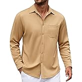 COOFANDY Mens Long Sleeve Casual Button Down Shirt Wrinkle Free Untucked Dress Shirts
