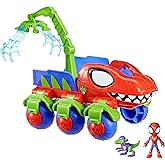 Marvel Spidey and His Amazing Friends Dino-Webs Crawler Toy Car Playset, Spider-Man & Goblin Raptor 4-Inch (10cm) Action Figu