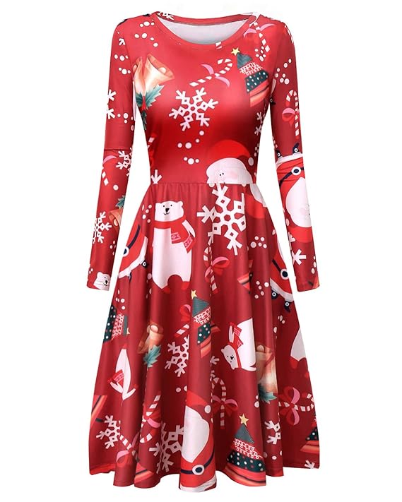 Buy AUTCY Long Sleeve Dresses, Women's Christmas Dress Long Sleeve