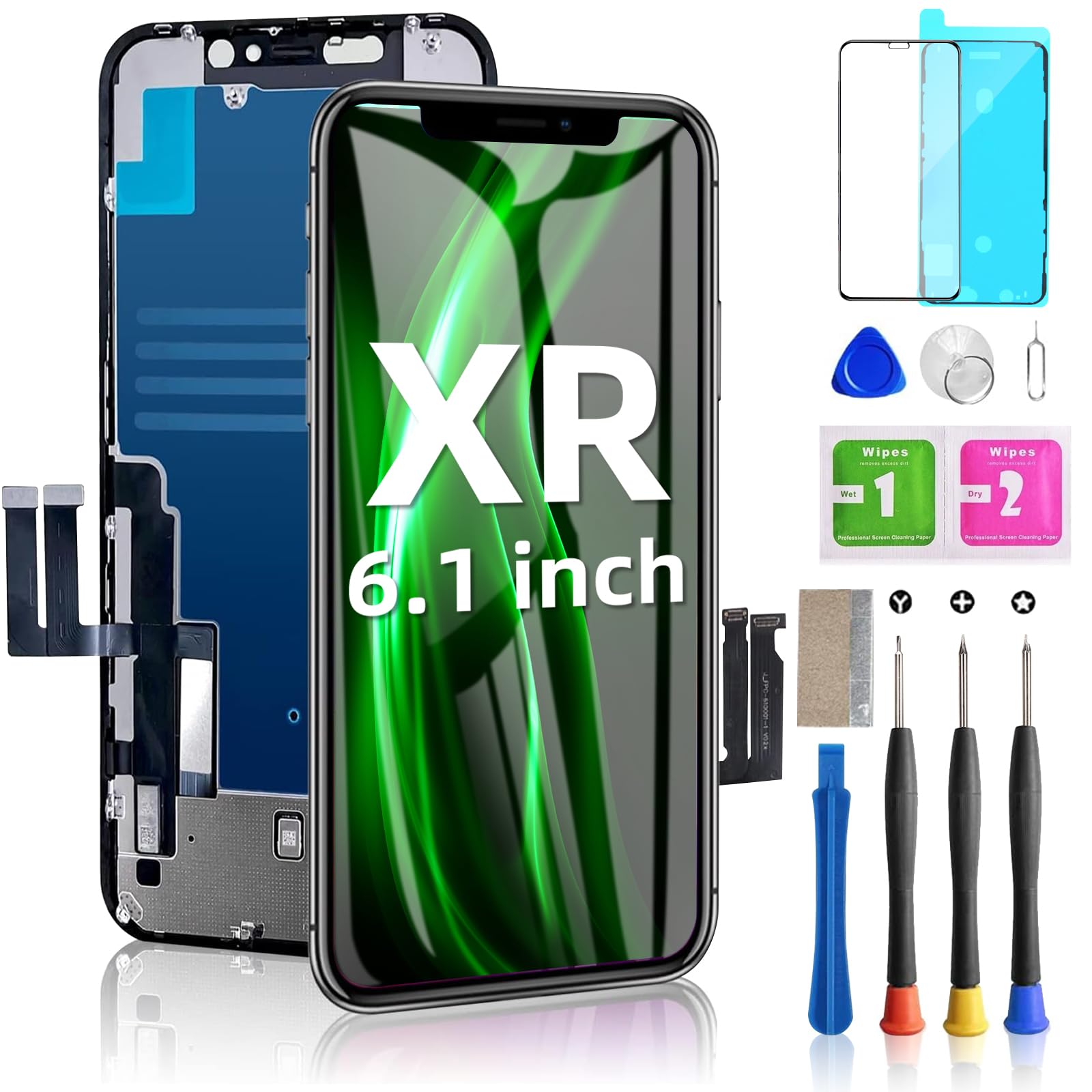 ZoongXingY for iPhone XR Screen Replacement 6.1 inch - 3D Touch LCD Display Digitizer Frame Assembly with Repair Tools