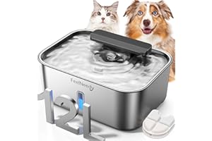 FEELNEEDY 3.2Gal/12L Dog Water Fountain for Large Dogs, Ultra-Quiet Stainless Steel Dog Water Bowl Dispenser with Swirling Water Flow, Pet Water Fountain with Visual Water Level for Large Dogs Cats & Multi-Pet