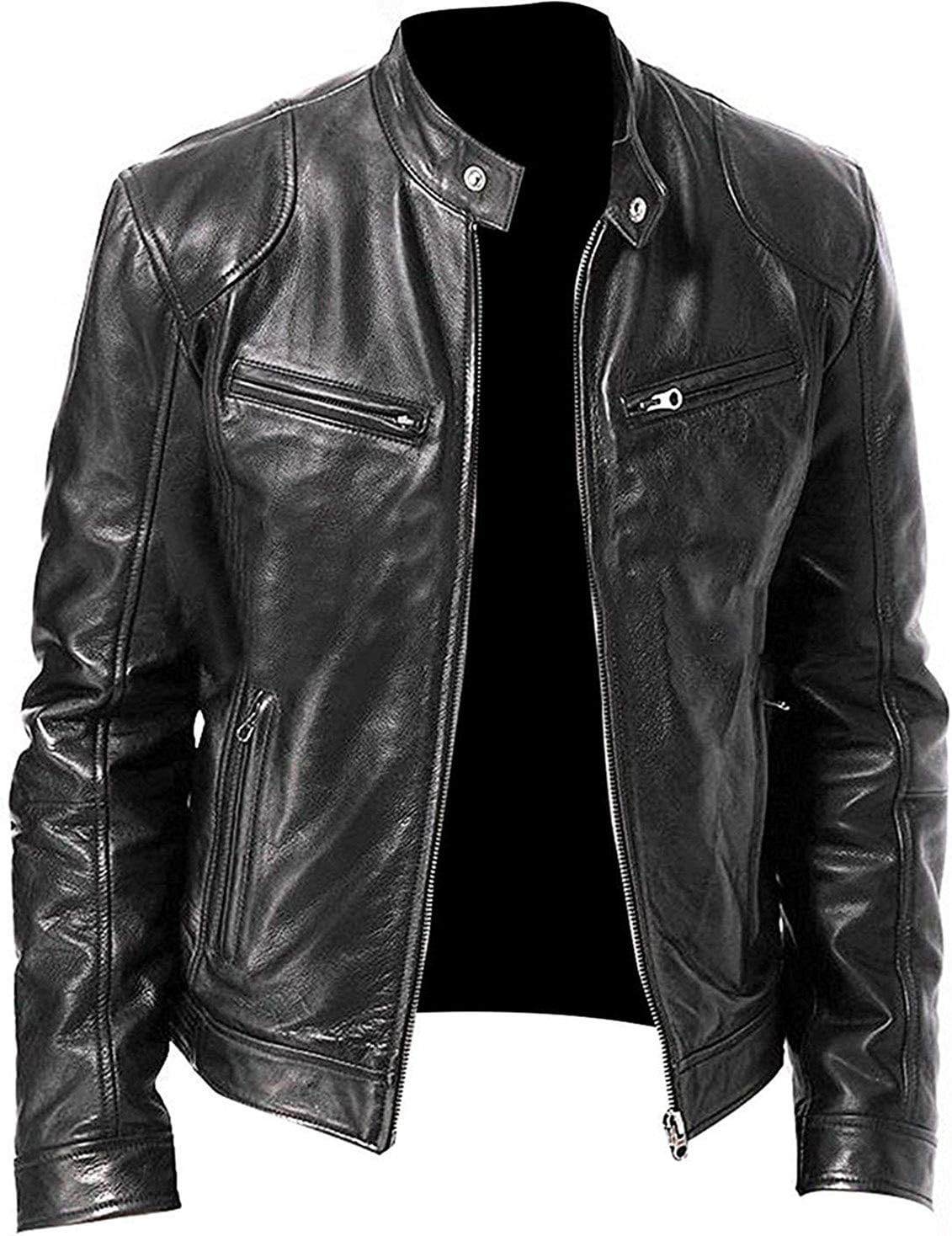 Cafe Racer Jacket Vintage Motorcycle Retro Moto Distressed Leather Jacket