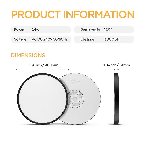 TALOYA LED CEILING LIGHT OFFICE BLACK,5 COLOR TEMPERATURES,15.8 INCH THIN FLAT MODERN FLUSH MOUNT LED LIGHT FIXTURE FOR LIVING ROOM,24W ROUND