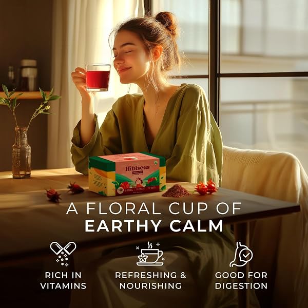 GYA TEA CO HIBISCUS HERBAL TEA BAGS (100 BAGS) – CAFFEINE FREE WITH A TANGY FLAVOR FOR ALL DAY COMFORT, CALMING, RELAXING & NOURISHING – FRUIT & HERBAL BLENDS