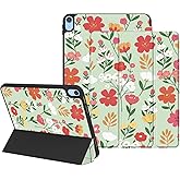 Lornpa Case for iPad (A16) 11th Generation 11 Inch 2025, iPad 10th Generation 10.9 Inch 2022, Protective Case with Pencil Holder, Trifold Smart Stand Cover with Cute Pattern for Girls, Cartoon Flower