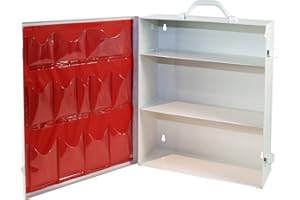 Medique Products First Aid Cabinet with Pockets, Medical Storage with 3 Shelves - 712MTM, White, Full Size