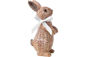 Zensounding Easter Rabbit Decorative Ornament Resin Vine Weaving Effect Rabbit Sculpture Easter Party Decoration Easter Gift (8.1in Brown Station)