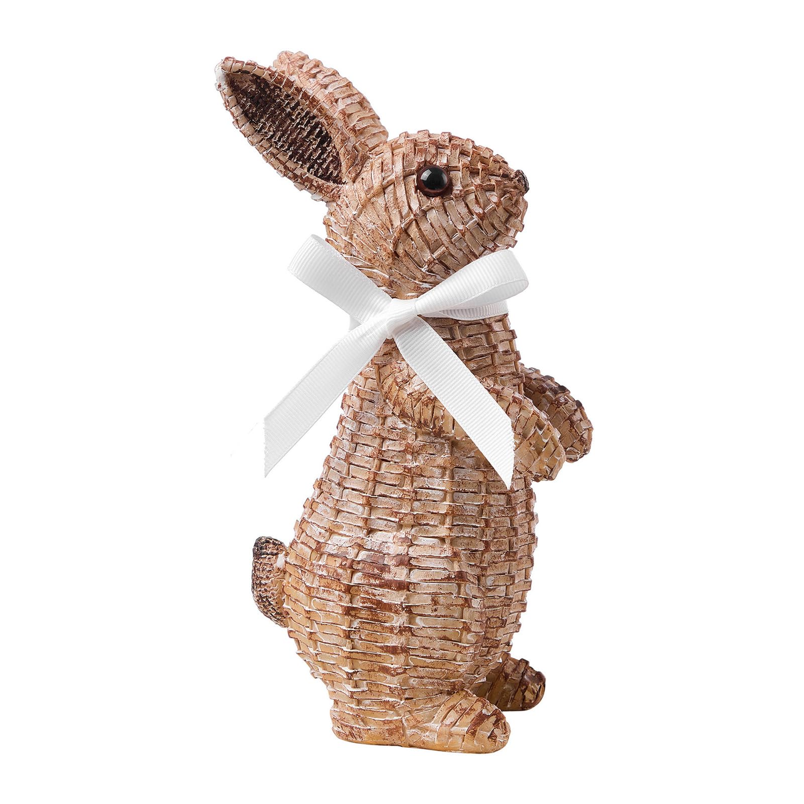 Photo 1 of Zensounding Easter Rabbit Decorative Ornament Resin Vine Weaving Effect Rabbit Sculpture Easter Party Decoration Easter Gift (8.1in Brown Station)
