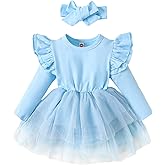 Baby Girl Ruffle Sleeve Romper Dress Outfit Newborn Princess Tulle Dresses Infant Jumpsuit Tutu Skirt Set Clothes