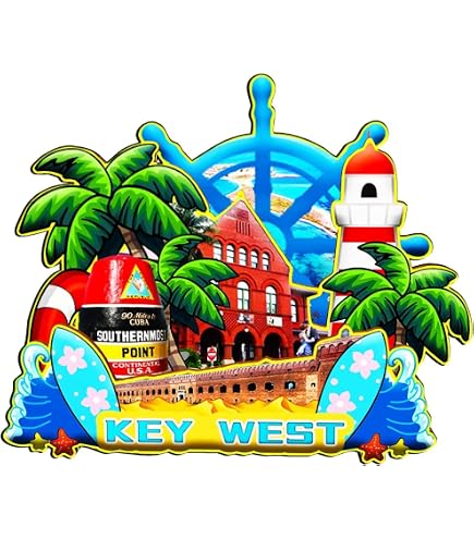 Magnete Key West Florida Icons In MDF 5,7 X 8,9 Cm - Souvenir In Legno - 3