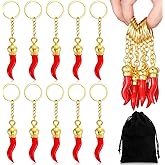 Remuuly 10 Pcs Italian Horn Keychain Italian Red Horn Charm Chili Pepper Keychain Souvenir for Car Mirror Accessories