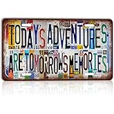 TREEPERI Vintage License plate Today's Adventures Are Tomorrow's Memories Wall Decor Metal Sign Tin Signs for Camper River