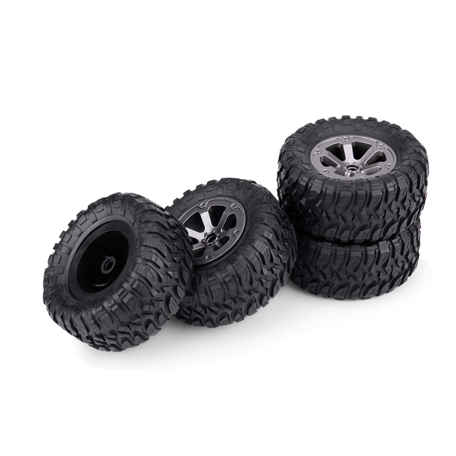 Drfeify 4PCS 1/16 RC Crawer Wheel Tires Rubber Tyre Remote Control Parts for RC Militaty Car Kits