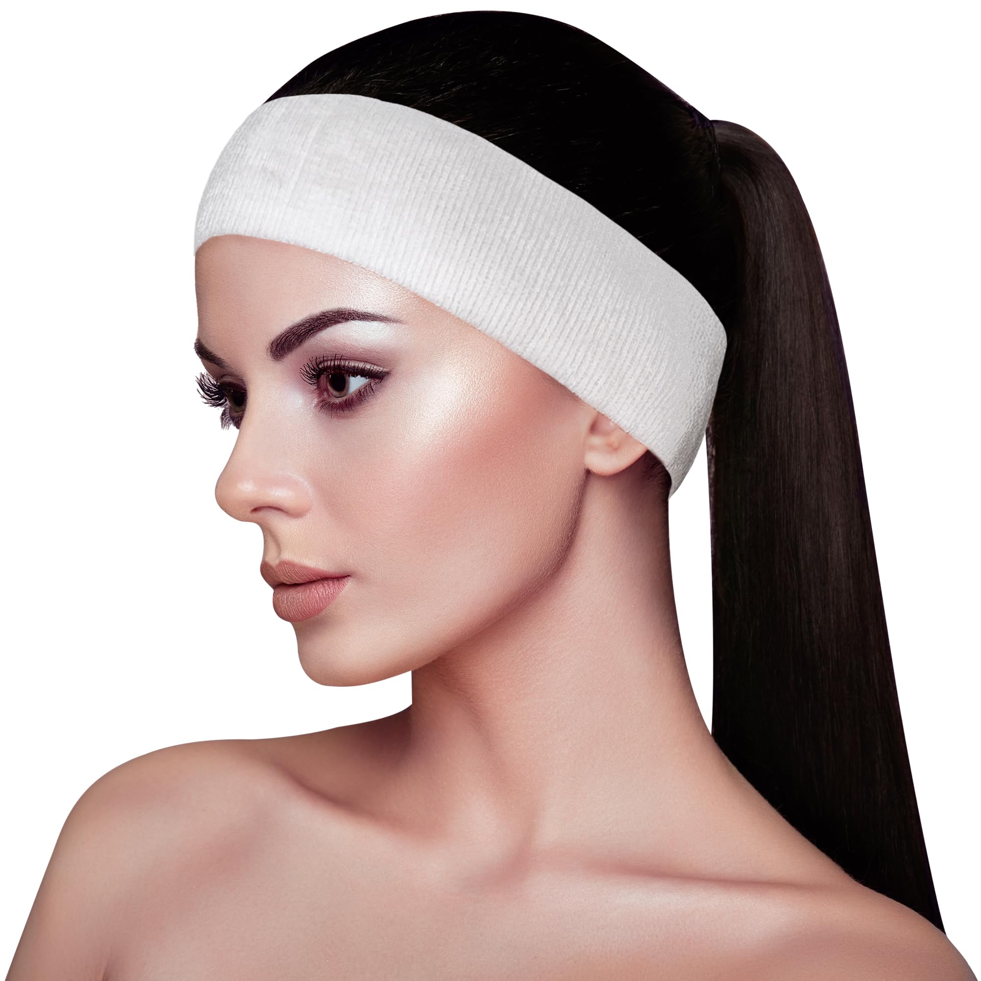 Photo 1 of Appearus Professional Disposable Headbands with Single Snap Tab - 100 Pack Individually Wrapped Spa Headbands for Estheticians, Makeup Artists & Salon Professionals