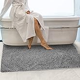 Secura 47″ x 28″ Bathroom Rugs – Ultra-Soft Absorbent Chenille Bath Mat, Machine Washable & Non-Slip Bath Mats for Bathroom, Shower, Tub & Home Decor (Gray)