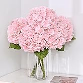 MARTINE MALL 3Pcs 21in Hydrangea Artificial Flowers, Latex Real Touch Hydrangeas Lifelike Large Hydrangea Flowers for Home Decor Party Arrangements Wedding Bouquets Centerpieces (Light Pink)