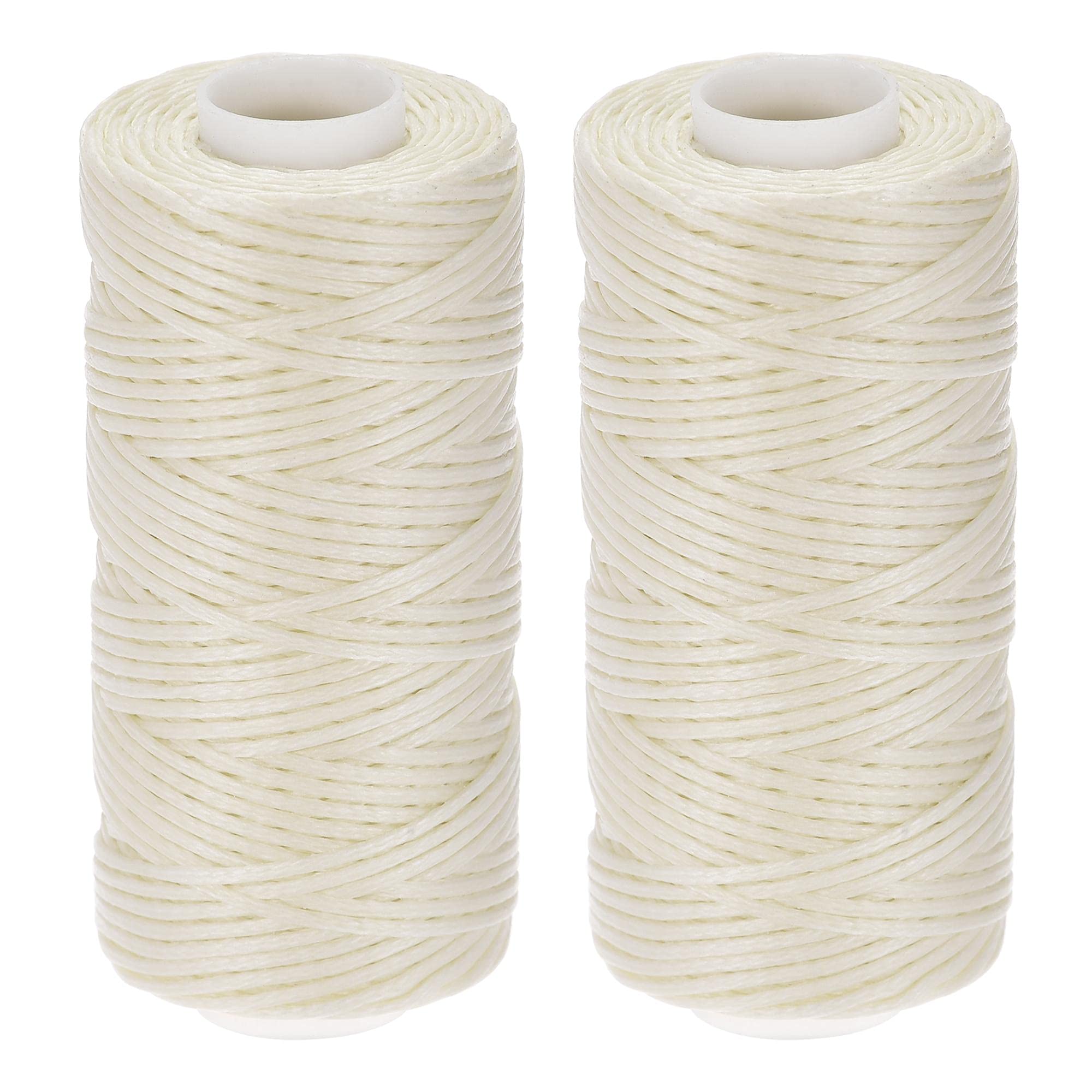 sourcing map Leather Sewing Threads 55 Yards 150D/1mm Polyester Waxed Cord for Manual Sewing (Pearl, 2pcs)
