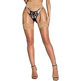 RSLOVE Fishnet Stockings for Women - Sexy Thigh High Fishnets High Waist Garter Belt Silicone Suspender Pantyhose