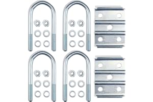 GREPSPUD 1Set Trailer U Bolt Kit for 3500 lbs 2-3/8" Round Axle, 6-1/4" Long, 1/2” Diameter, Trailer Axle U Bolts Leaf Spring U-Bolt Kits for 3,500lbs Spindle