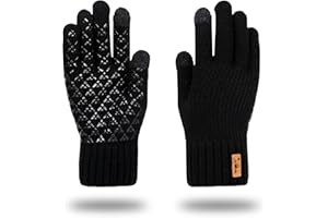 Men Women Unisex Knitted Gloves Anti-Slip Touchscreen Thermal Winter Fleece Lining Outdoor Windproof Running Sports Gloves
