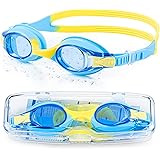Portzon Kids Swim Goggles Anti Fog Swimming Goggles Clear No Leaking for Child, Blue (192132604789)