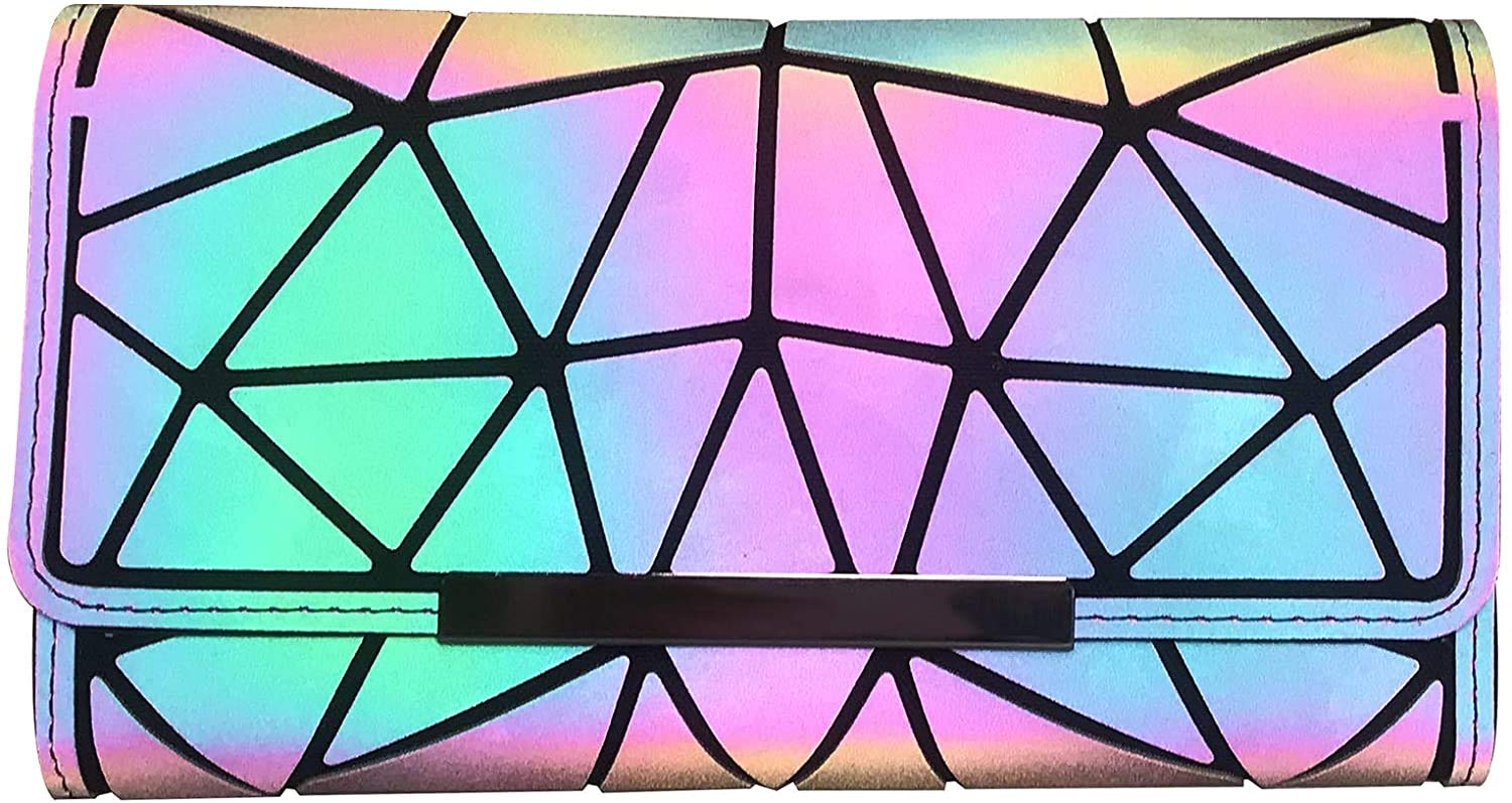 Ulalaza Geometric Luminous Tote Bag Holographich Purses and Handbags Flash Reflactive Crossbody Bag for Women