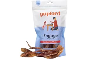 Pupford Standard Beef Tendon Chews for Dogs & Puppies, All-Natural Dog Chew with Glucosamine for Joint Health, Long-Lasting Toy, Great for Teething (10 Count)