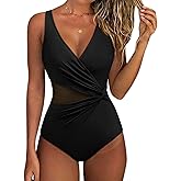 SUUKSESS Women Sexy Mesh Tummy Control One Piece Swimsuit Push Up Bathing Suit