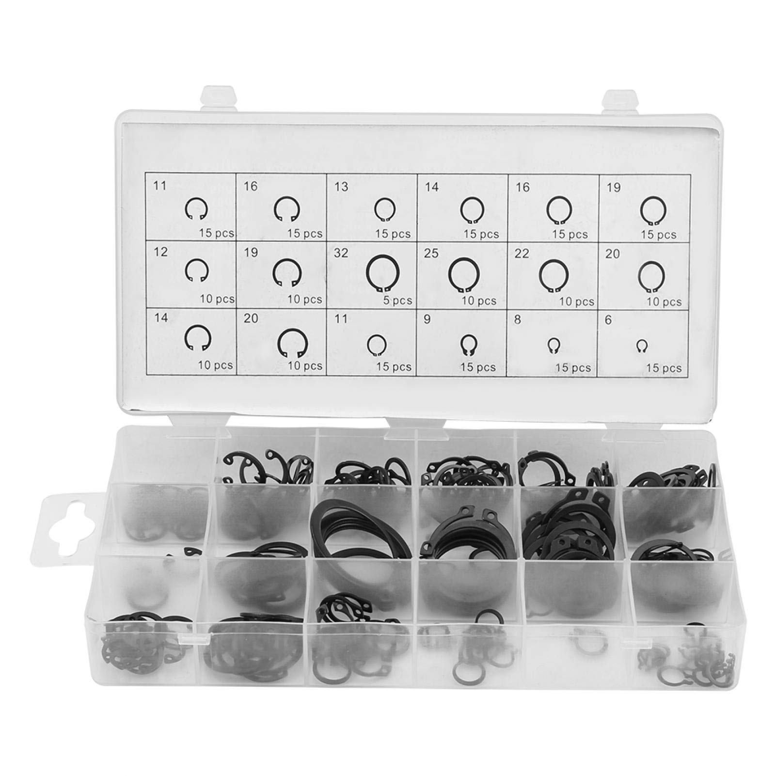 Professional 225pcs Internal & External Snap Retaining Ring Circlip Assortment Box Set 18 Sizes