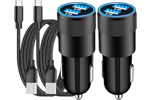 [Apple MFi Certified] iPhone 17 Car Charger Fast Charging, Braveridge 2Pack 4.8A USB Power Cigarette Lighter USB-C Car Charger + Type-C Braided Cord for iPhone 17 Air/17 Pro/16/15/Galaxy/S25/S24/Pixel