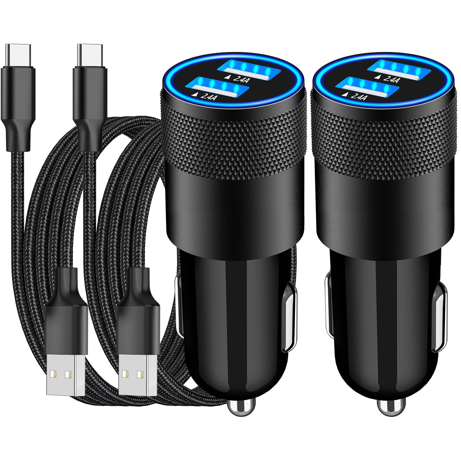 Photo 1 of [Apple MFi Certified] iPhone 17 Car Charger Fast Charging, Braveridge 2Pack 4.8A USB Power Cigarette Lighter USB-C Car Charger + Type-C Braided Cord for iPhone 17/17 Pro Max/16/15/Galaxy/S25/S24/Pixel