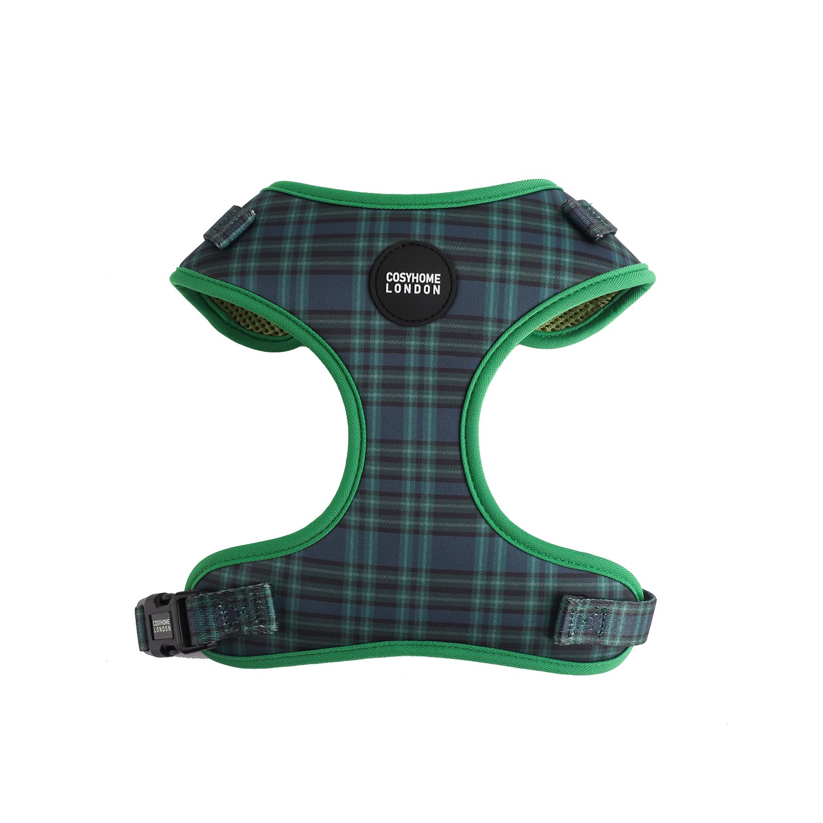 COSYHOME LONDON Dog Harness No Pull Pet Harness, Adjustable Dog Vest for Easy Walking, Breathable soft cotton Material for Small Medium Breed Dogs (M, Army Checked)