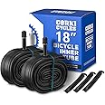 Corki Cycles 18 Inch Bike Tire Inner Tube 18 x 1.75 1.95 2.0 2.1 2.125 2.25 2.3 2.35 2.4 Removable Schrader Valve 32mm, Butyl Rubber Bicycle Tube 2 Pack