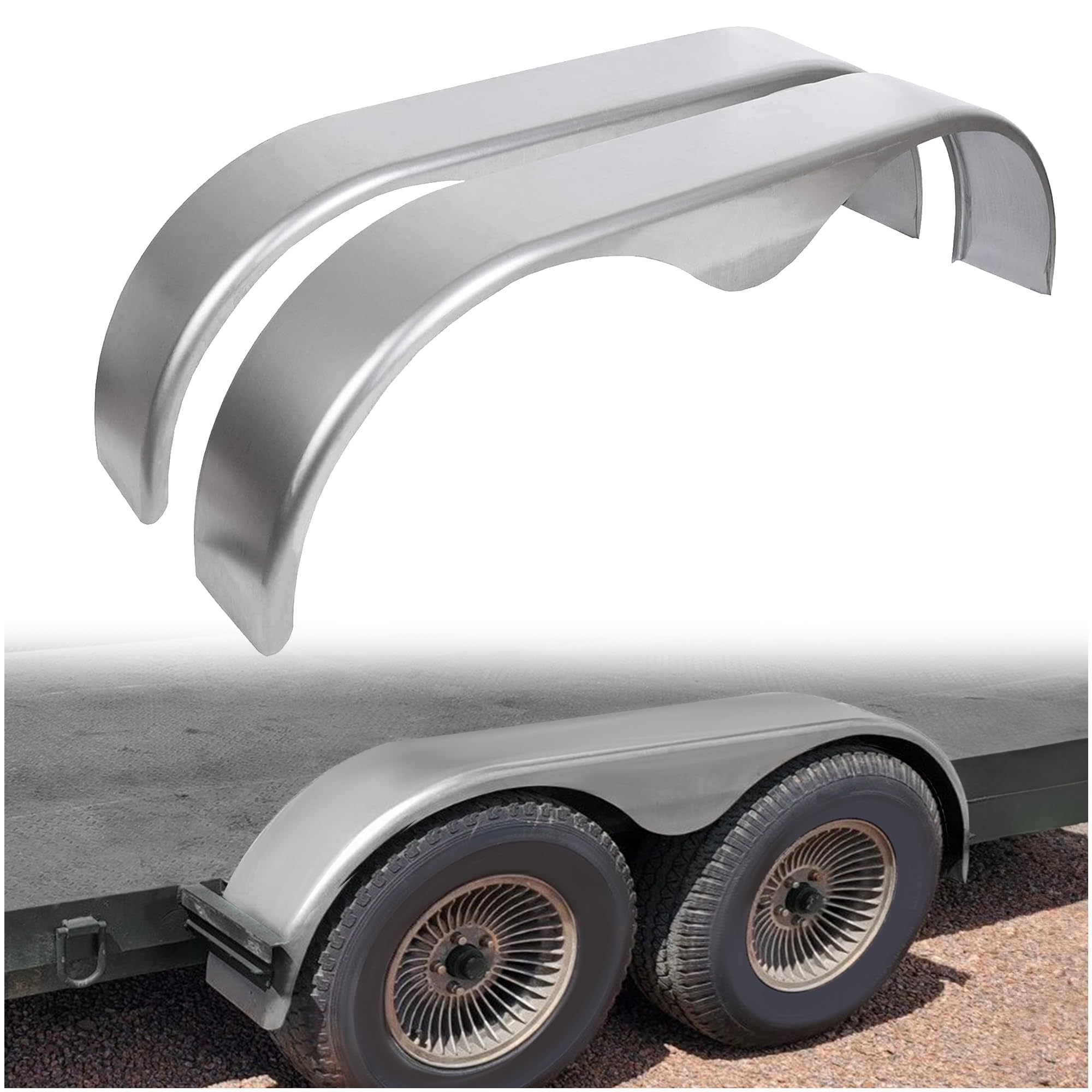 Photo 1 of ** USED ** ECOTRIC 2Pcs Tandem Trailer Fender Double Axle Compatible with 13-15 Inch Wheels Teardrop Pair Enclosed Trailers 66.5" x 9" x 18.37" - Cold Rolled Steel