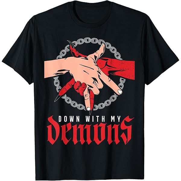 Amazon.com: Down With My Demons Deal Handshake Aesthetic Humour