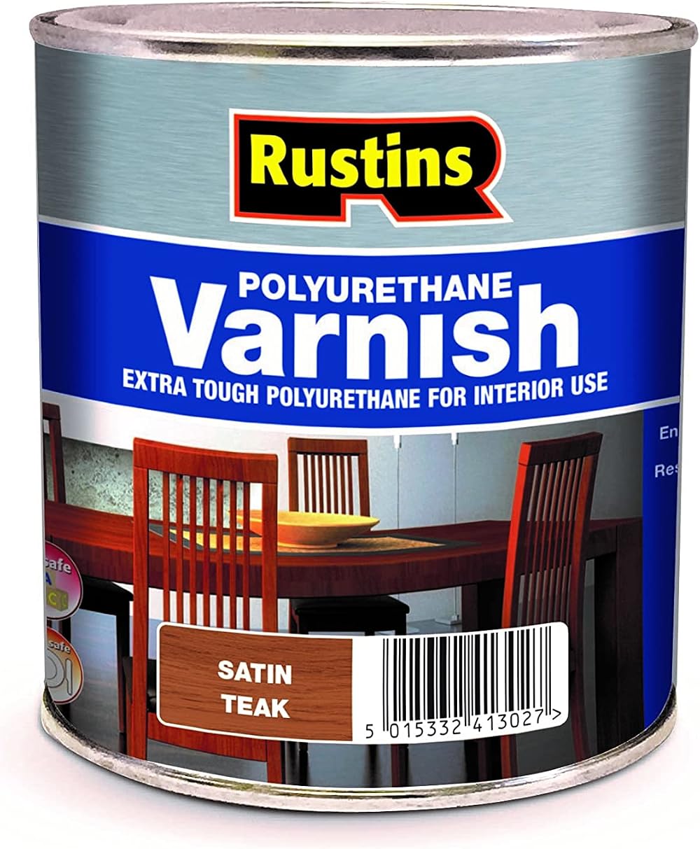 Rustins Polyurethane Varnish Teak Satin 250ml - Interior Wood Finish
