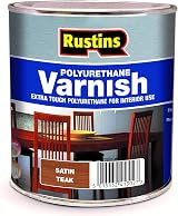 Rustins Polyurethane Varnish Teak Satin 250ml - Interior Wood Finish