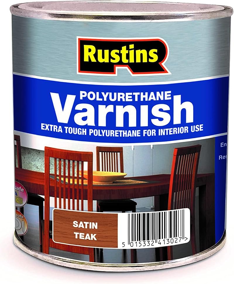 Rustins Polyurethane Varnish Teak Satin 250ml - Interior Wood Finish